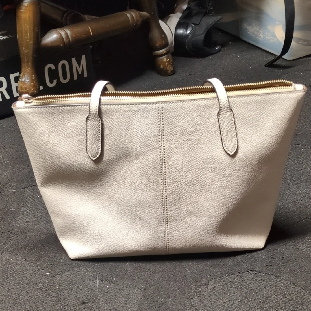 Coach Cream Pebbled Leather Tote - Picture 2 of 4